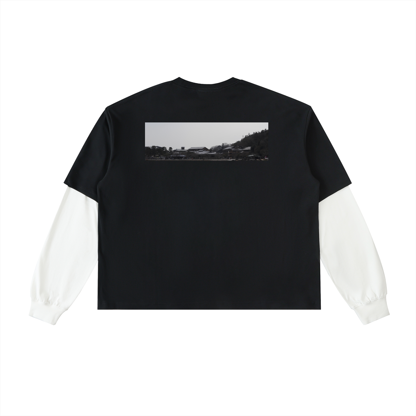 Layered Contrast Sleeve Cotton T-Shirt