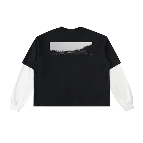 Layered Contrast Sleeve Cotton T-Shirt